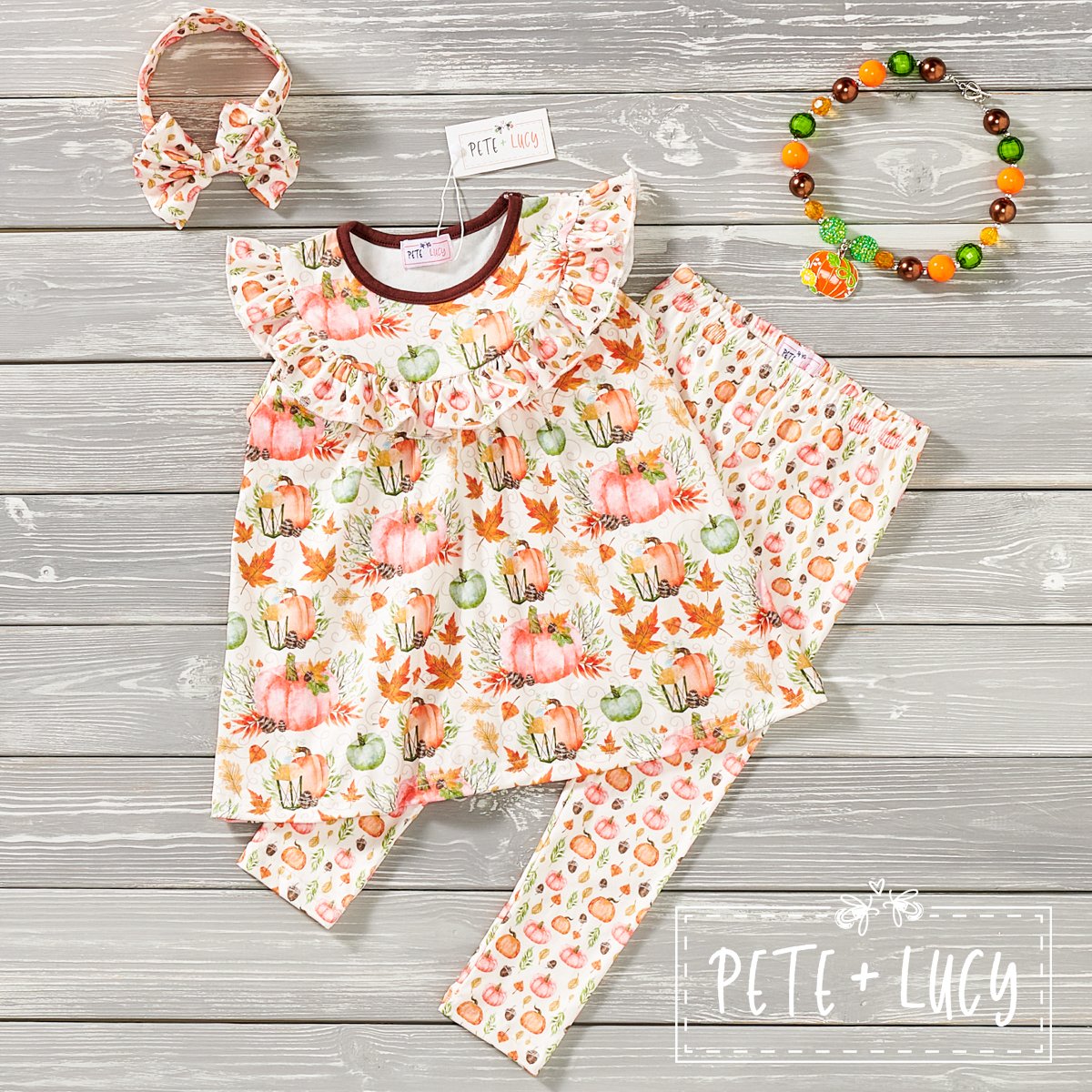 Pumpkin Spice & Everything Nice 2-Piece Ruffle Short Sleeve